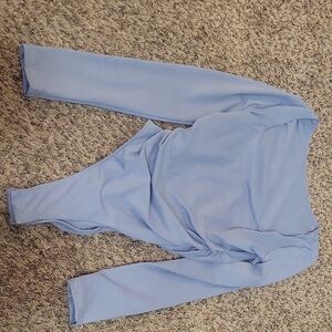 Womens blue medium square neck longsleeve bodysuit